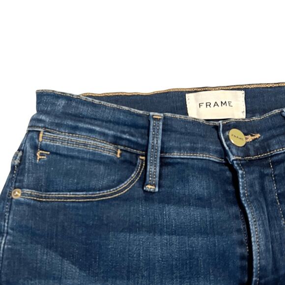 FRAME Le High Straight Leg High Rise Cropped Jeans Cobbert Rips Sz 26 - Picture 5 of 11